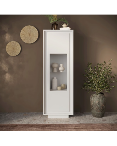 Vitrine SKY 1 porte – Blanc mat laqué